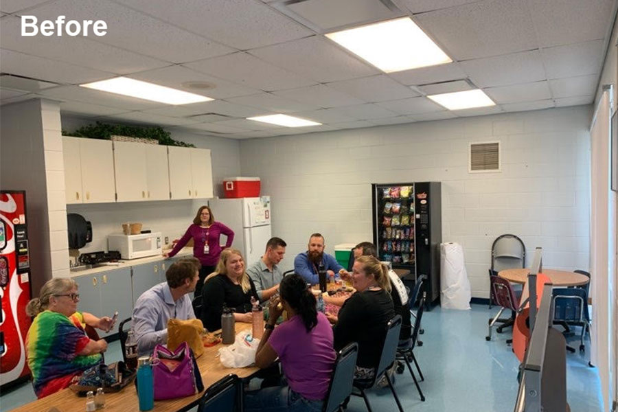 Perkins Elementary Staff Lounge Before Renovations